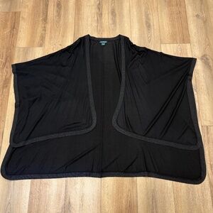 🌟LAUREN RALPH LAUREN🌟 SWEATER KNIT RUANA WRAP W. LUREX TRIM BLACK ONE SIZE